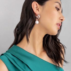 Candongas Mini Perla Plateadas