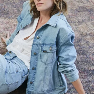 Chaqueta Mujer Trucker Celeste