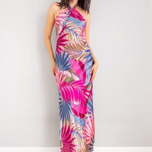 Vestido Halter Entrelazado Print Magenta