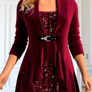 Aeliana - Blusa patchwork brillante con lentejuelas