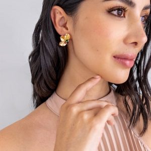 Aretes Media Flor Brillo Colores