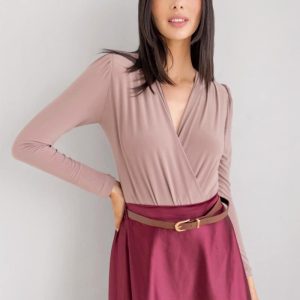 Body Escote Manga Larga Taupe