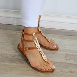 LS5463 Sandalias Planas Brillos
