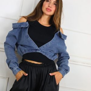 LS5208 Camiseta Punto Con Tejano