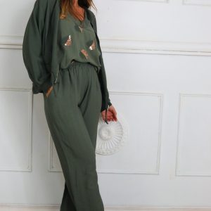 LS5428 Pantalon Efecto Lino Patente