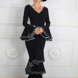 LS5662 Vestido Flamenco Volantes Con Lunares