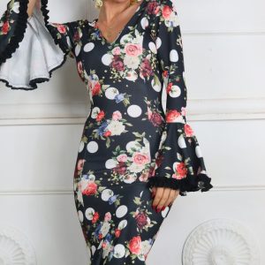 LS5655 Vestido Flamenco Flores Con Lunares