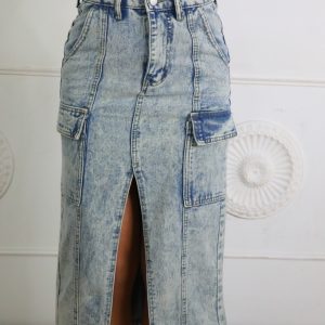 LS5337 Falda Vaquera Bolsillos