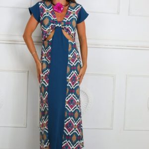 LS5648 Vestido Estampado Descubierto