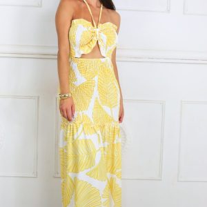 LS5663 Vestido Fruncido Estampado