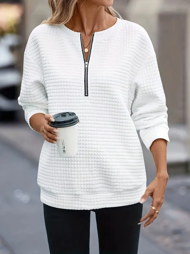 Elisa | Sweat-Shirt Décontracté À Manches Longues Avec Fermeture En Quart De Tour Pour Le Printemps