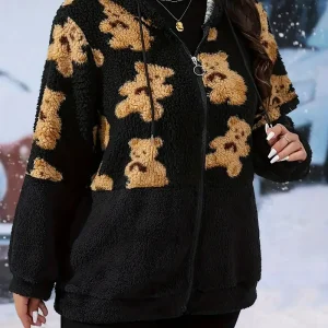 Elisa | Plus Loose Fit Teddy Fleece Hoodie Coat