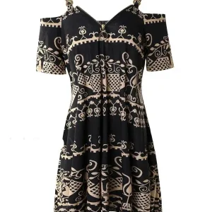 Alvera - Vestido de tirantes de malla con estampado tribal