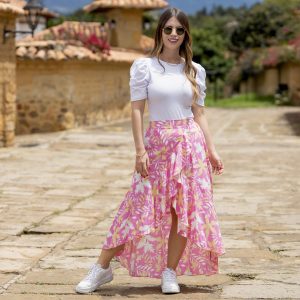 LS2541 Falda larga rosa
