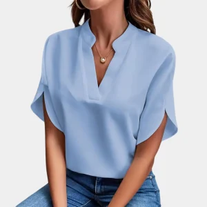 Aiva - Blusa de manga corta para mujer