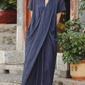 Aleya - Vestido de verano asimétrico con escote en pico