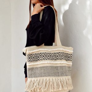 Shopping Bag Étnico Raw & Navy