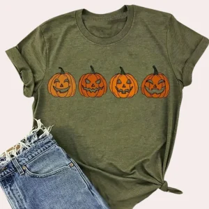 Maco - Camiseta casual Halloween Pumpkin para mujer