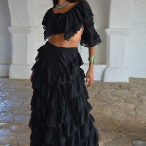 Falda Adlib Volantes en Cascada Negra