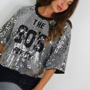 LS5202 Camiseta Lentejuelas Corta