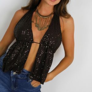 LS5568 Top Descubierto Lentejuelas