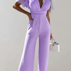 Mathilde - Mono de moda con mangas cortas y perneras anchas