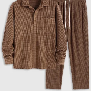 Camisa con cuello y pantalón recto con cordón - Galvan