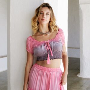 Top Tie Dye Grey & Pink