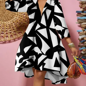 Wysteria - Vestido estampado por la rodilla con mangas tres cuartos