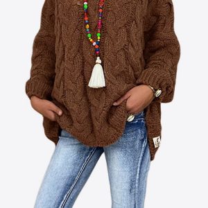 Elisa | Pull À Capuche En Maille Torsadée