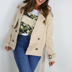 LS5358 Gabardina Corta Cinturón