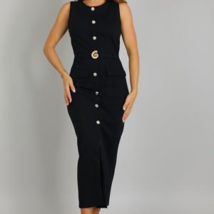 LS5672 Vestido Largo Botones