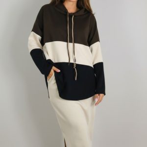 LS5504 Sudadera Bicolor Gorro