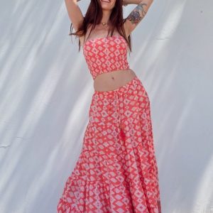 Maxi Falda Tribal Coral