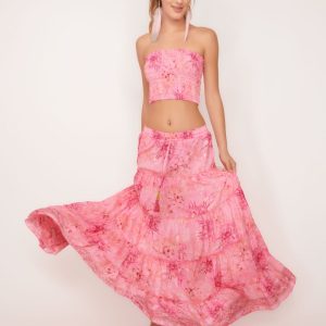 Maxi Falda Watercolor Pink