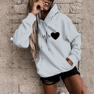 Elisa | Sudadera con estampado de corazones y latidos para mujer
